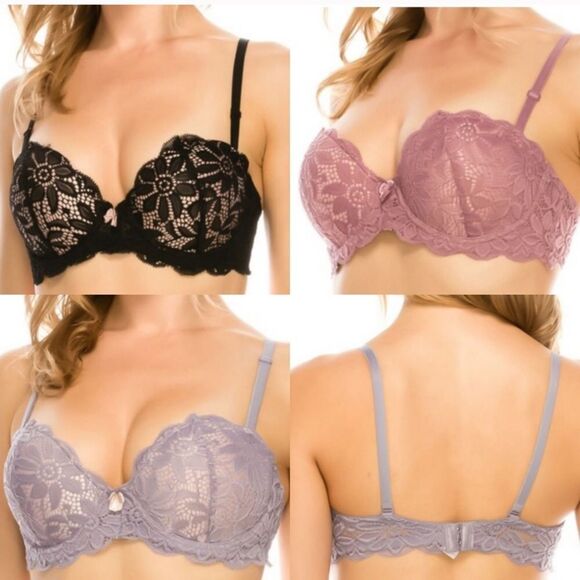NWT Extreme Push Up Demi Floral Lace Bra - Picture 3 of 9